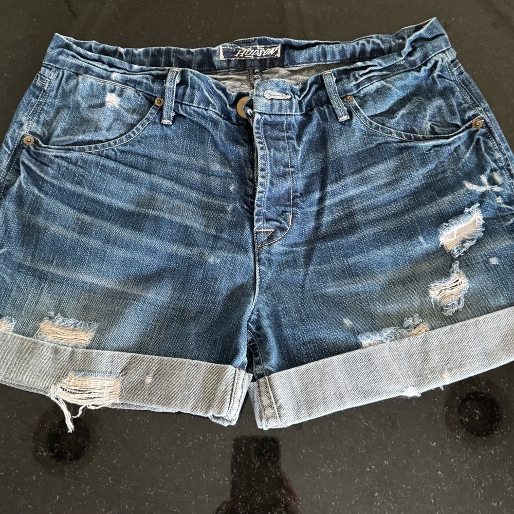 Hudson Jeans Blue Distressed Jean Shorts